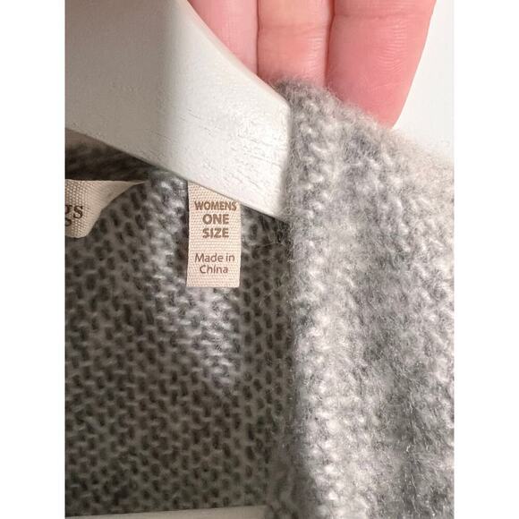 Soft Surroundings One Size Grey & White Striped Fringe Kimono - Picture 5 of 9